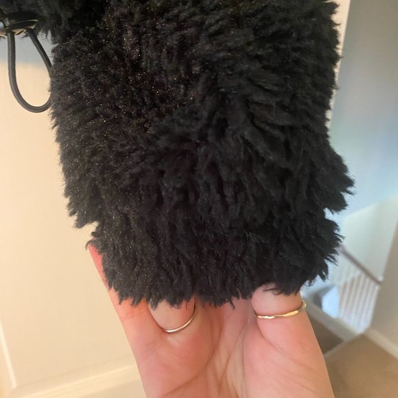 UO BDG black cropped hooded zip up teddy jacket - Picture 5 of 6